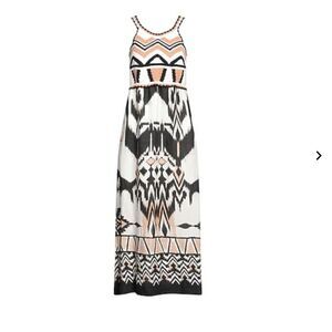 Clips Made in Italy Crochet Bodice Linen Maxi Dress Boho
